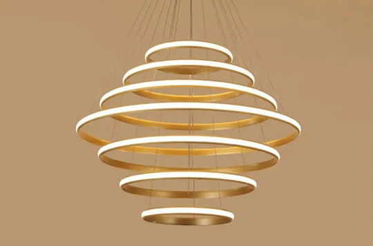 Led Pendant Lights Living Room Dining Modern Black White Golden Coffee Rings Aluminum Body Ceiling