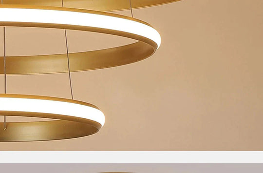 Led Pendant Lights Living Room Dining Modern Black White Golden Coffee Rings Aluminum Body Ceiling