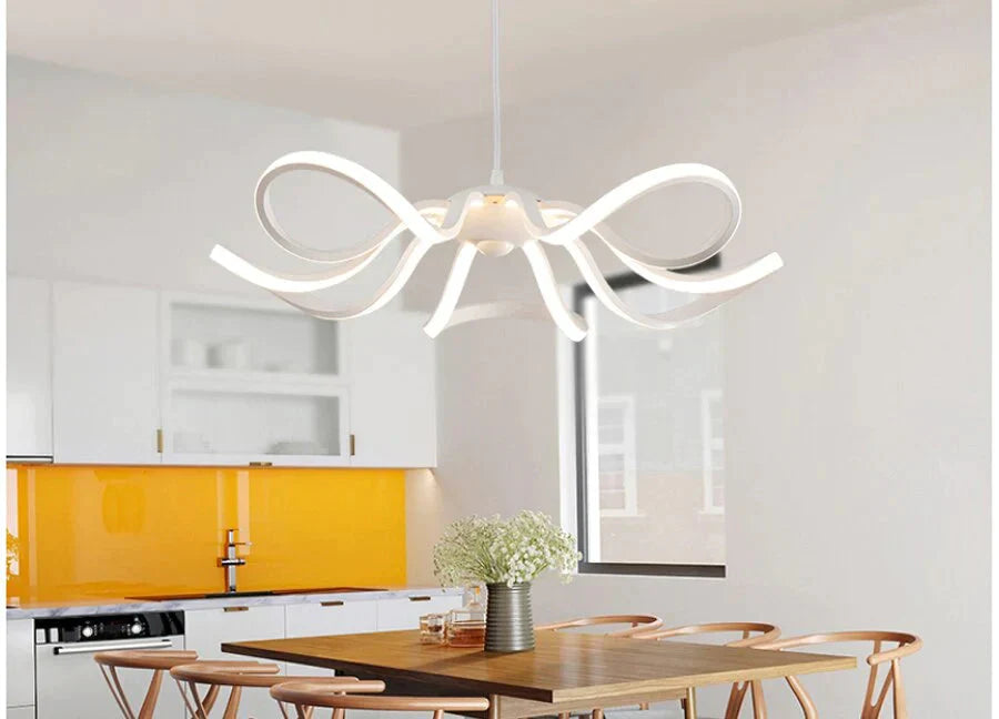 Modern Flower Led Pendant Lights Kitchen Acrylic + Metal Suspension Hanging Ceiling Lamp For