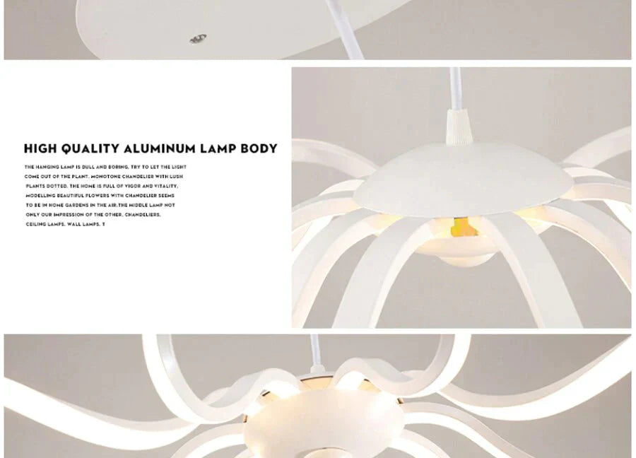 Modern Flower Led Pendant Lights Kitchen Acrylic + Metal Suspension Hanging Ceiling Lamp For