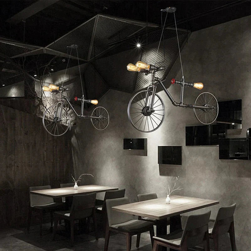 Creative Retro Bicycle Chandelier Industrial Wind Iron Art Craft Light Restaurant/Bar/Cafe