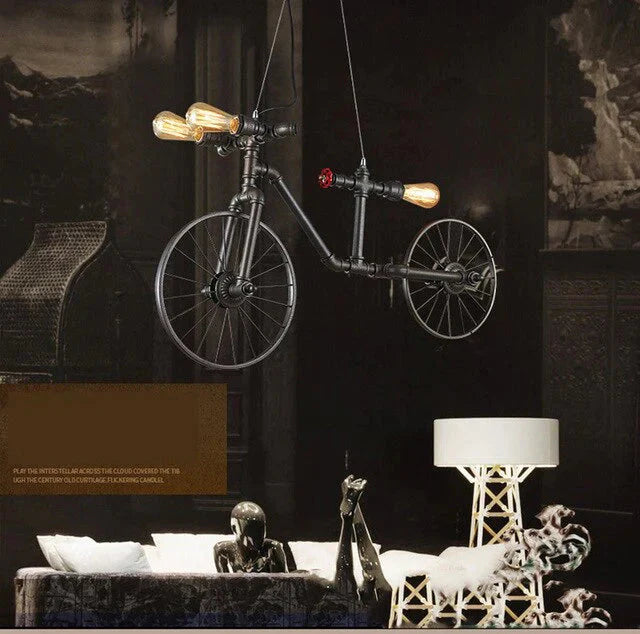 Creative Retro Bicycle Chandelier Industrial Wind Iron Art Craft Light Restaurant/Bar/Cafe