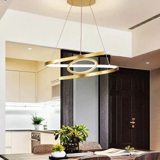 Gold Led Pendant Lights For Kitchen Aluminum Silica Suspension Hanging Cord Lamp Dinning Room