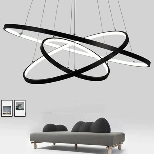 Modern Pendant Lamp Hanging Light Living Room Dining Shop Decoration Large Ring Acrylic