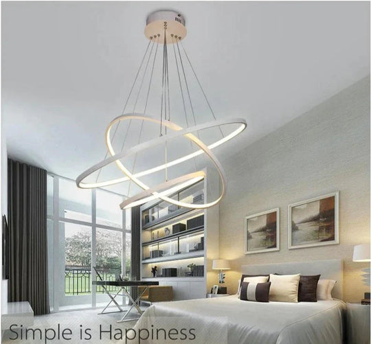 Modern Pendant Lamp Hanging Light Living Room Dining Shop Decoration Large Ring Acrylic