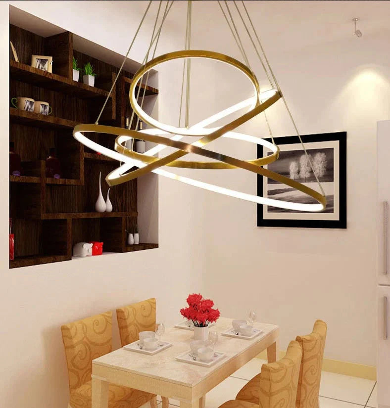 Modern Pendant Lamp Hanging Light Living Room Dining Shop Decoration Large Ring Acrylic