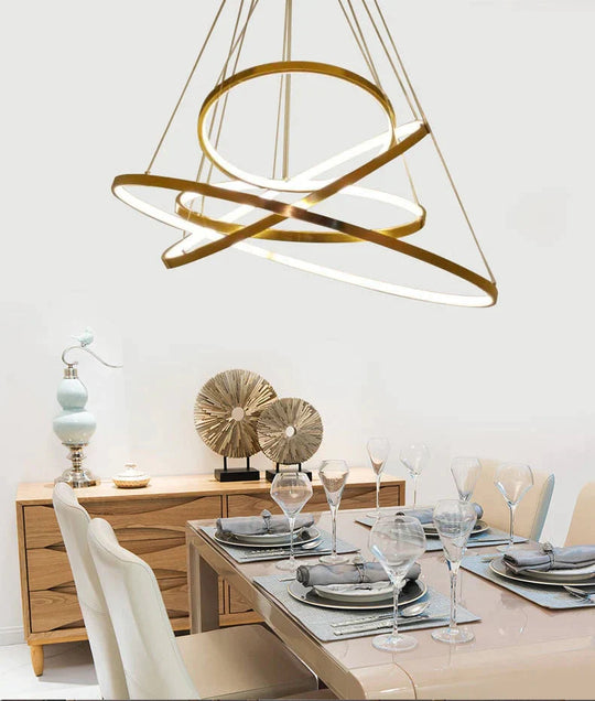 Modern Pendant Lamp Hanging Light Living Room Dining Shop Decoration Large Ring Acrylic