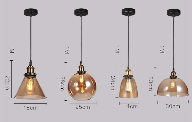 Industrial Creative Coffee Shop Bar Kitchen Island Glass Pendant Light Hanging Lamp Living Dining