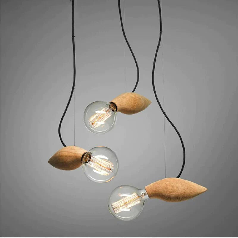 Wood Kitchen Pendant Light Lustre Modern Nordic Living Dining Room Luminaire Loft Hanging Fixture