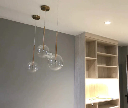 Clear Glass Ball Kitchen Modern Pendant Light Chandeliers Loft Bedside Dining Room Hanging Ceiling