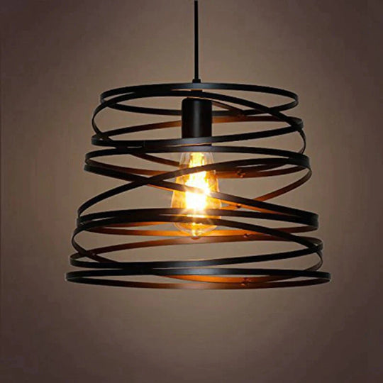 Iron Spiral Pendant Light Black / White Spring Kitchen Island Suspension Lamp Dining Room