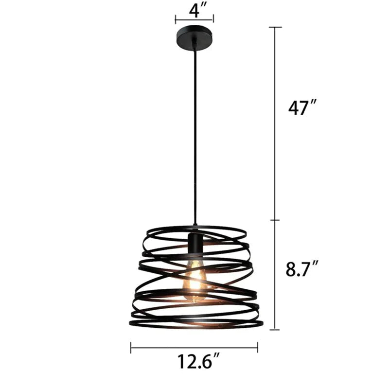 Iron Spiral Pendant Light Black / White Spring Kitchen Island Suspension Lamp Dining Room