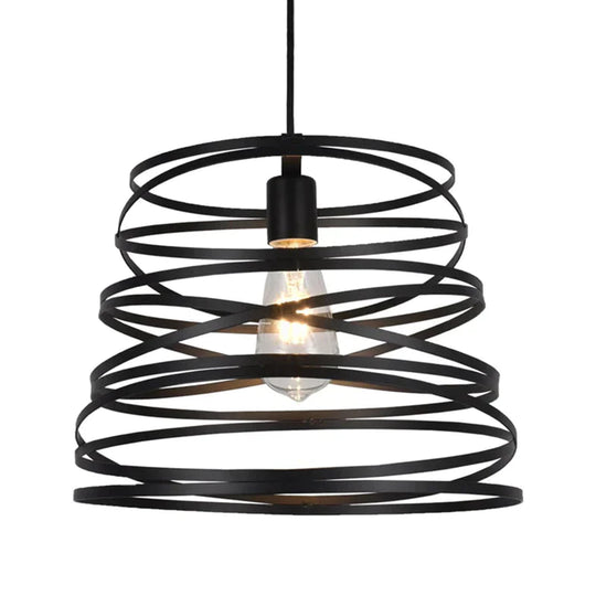 Iron Spiral Pendant Light Black / White Spring Kitchen Island Suspension Lamp Dining Room