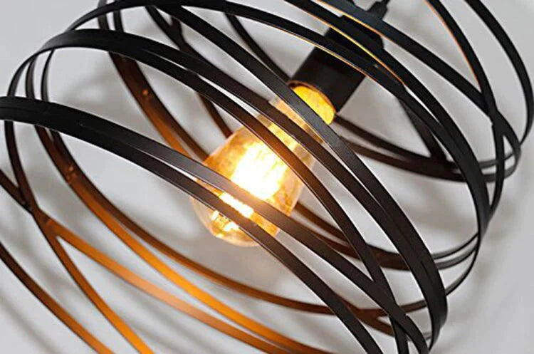Iron Spiral Pendant Light Black / White Spring Kitchen Island Suspension Lamp Dining Room