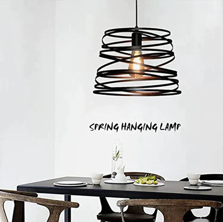 Iron Spiral Pendant Light Black / White Spring Kitchen Island Suspension Lamp Dining Room