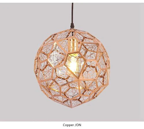 Modern Pendant Light Diamond Frame Shape Nordic Web Ball Hanging Lamp For Kitchen Living Room Shop
