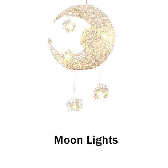 Modern Led Pendant Light For Living Room Bedroom Dining Room Hanging Lamp Moon Star Children