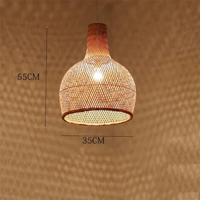 Vintage Bamboo Art Pendant Lights Wood Wicker Chinese Lamp Suspension Home Indoor Dining Room