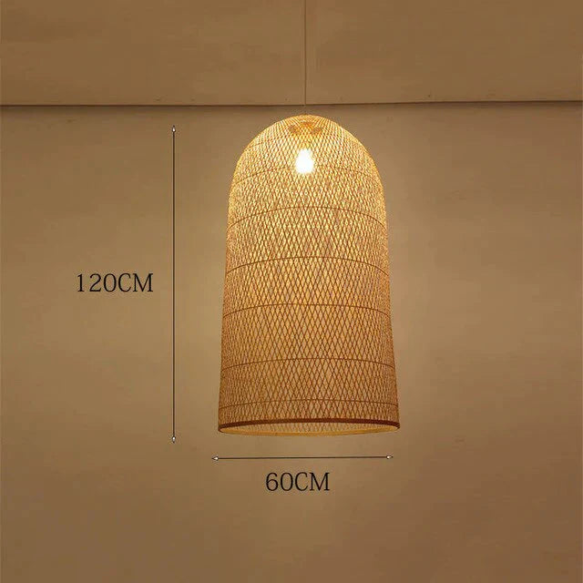 Vintage Bamboo Art Pendant Lights Wood Wicker Chinese Lamp Suspension Home Indoor Dining Room