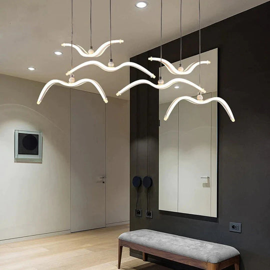 Modern Led Pendant Light For Living Room/Dining White Lamp Coffee House Bedroom Suspension Acrylic