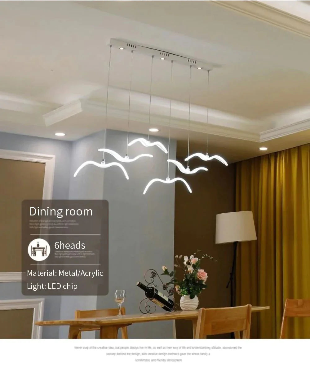 Modern Led Pendant Light For Living Room/Dining White Lamp Coffee House Bedroom Suspension Acrylic