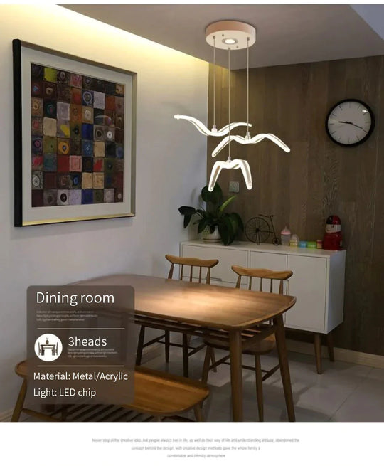 Modern Led Pendant Light For Living Room/Dining White Lamp Coffee House Bedroom Suspension Acrylic