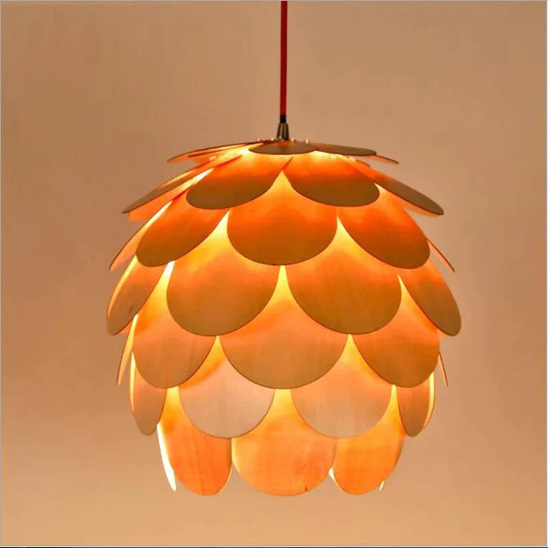 New Pinecone Lamp Kitchen Modern Wood Pendant Lights Dinning Room Restaurant Lighting Shape Lustres