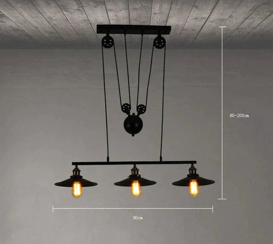 Loft Hanglamp Retro Wrought Iron Vintage Chandeliers Industrial Adjustable Pulley Pendant Lamps