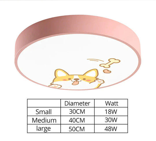 Led Ceiling Lamp Cartoon Kids Boy Girls’ Room Round Multicolor 18W Surface Mounted Lighting Fixtures