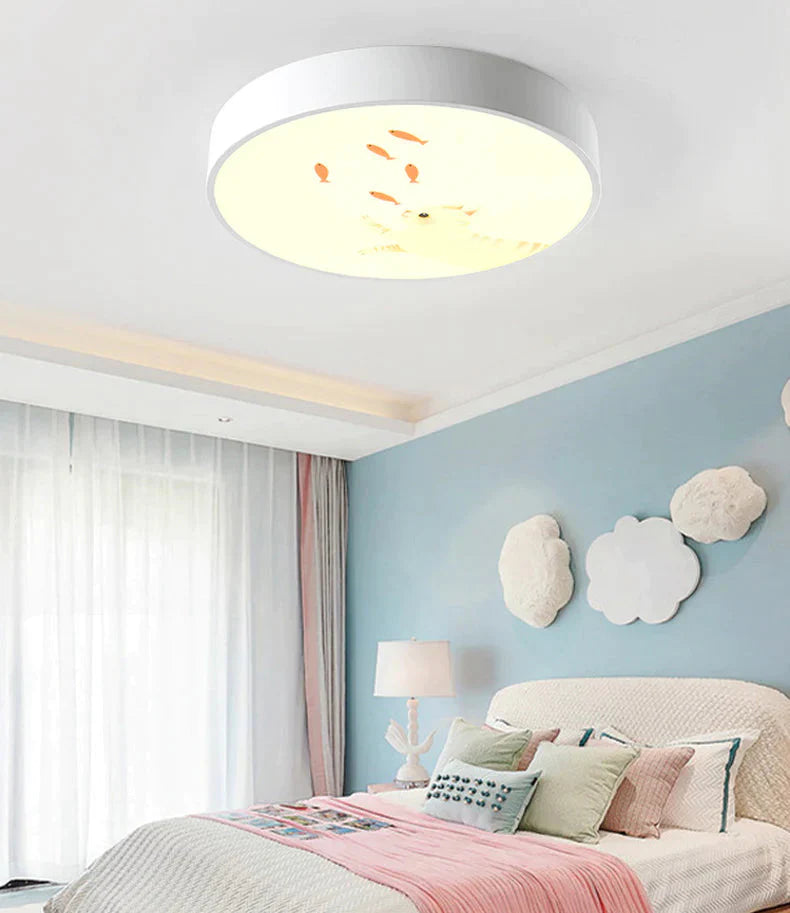 Led Ceiling Lamp Cartoon Kids Boy Girls’ Room Round Multicolor 18W Surface Mounted Lighting Fixtures