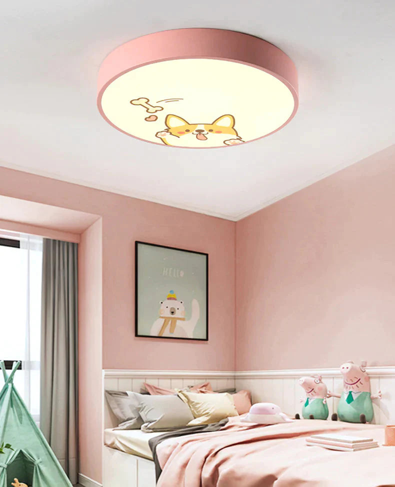 Led Ceiling Lamp Cartoon Kids Boy Girls’ Room Round Multicolor 18W Surface Mounted Lighting Fixtures