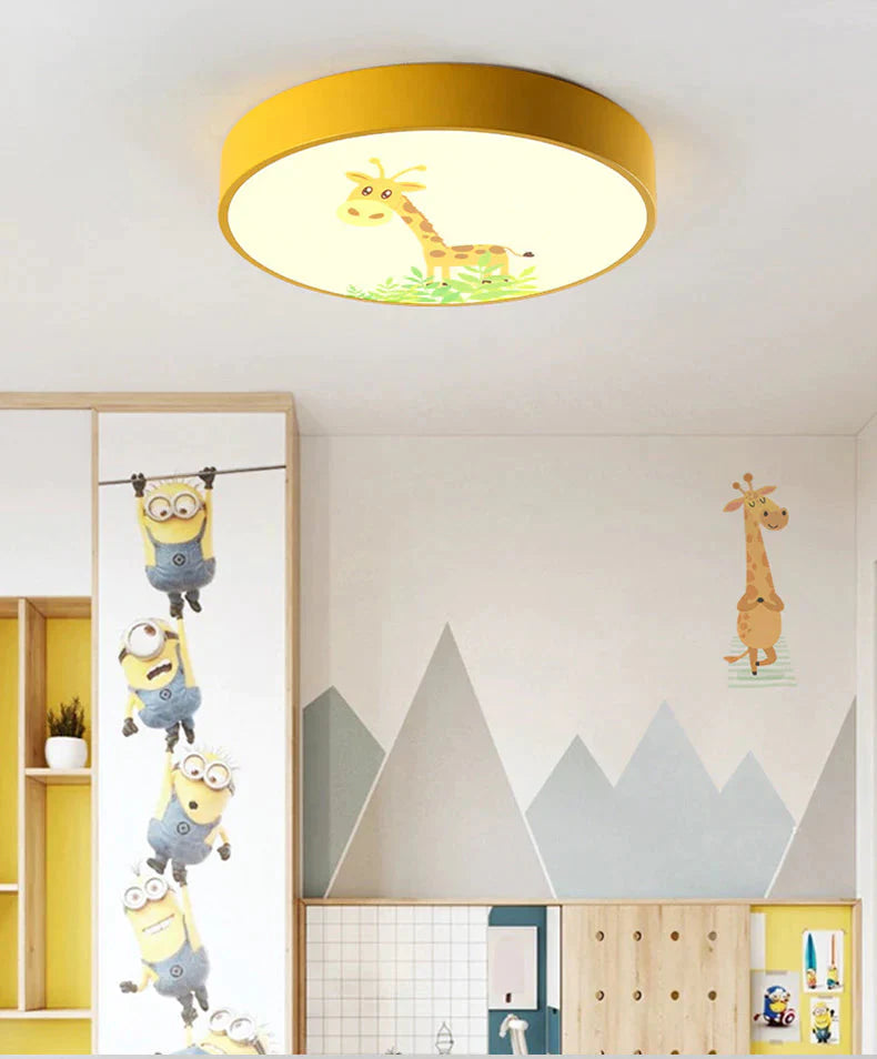 Led Ceiling Lamp Cartoon Kids Boy Girls’ Room Round Multicolor 18W Surface Mounted Lighting Fixtures