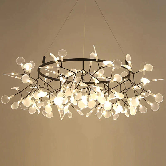 Modern Led Lamp Firefly Tree Branch Leaf Pendant Light Round Flower Suspension Lamps Art Bar