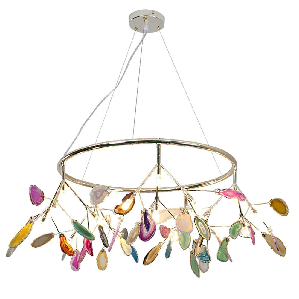 Creative Colorful Agate Firefly Chandelier G4 Luminaria Led Lustre Lighting Lamparas For Dining