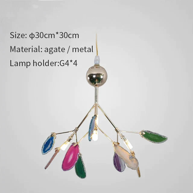 Creative Colorful Agate Firefly Chandelier G4 Luminaria Led Lustre Lighting Lamparas For Dining