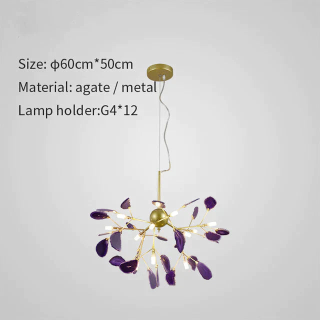 Creative Colorful Agate Firefly Chandelier G4 Luminaria Led Lustre Lighting Lamparas For Dining