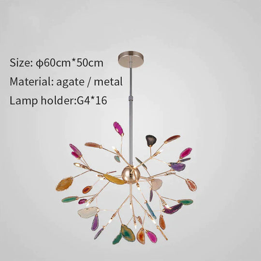 Creative Colorful Agate Firefly Chandelier G4 Luminaria Led Lustre Lighting Lamparas For Dining