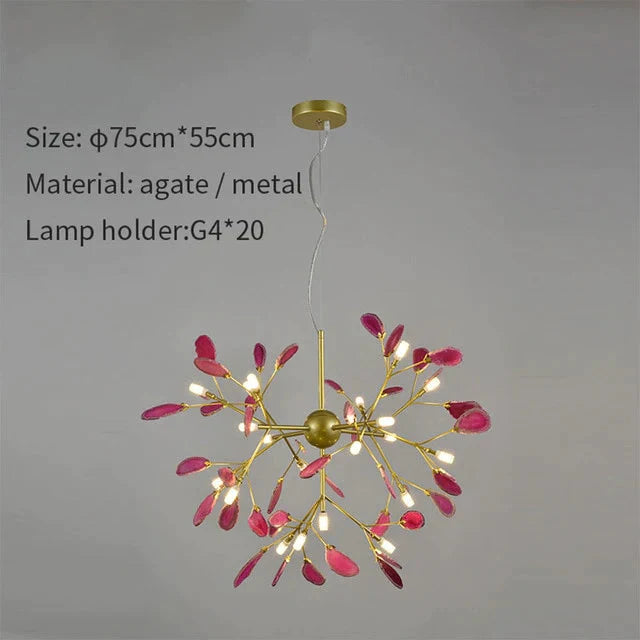 Creative Colorful Agate Firefly Chandelier G4 Luminaria Led Lustre Lighting Lamparas For Dining