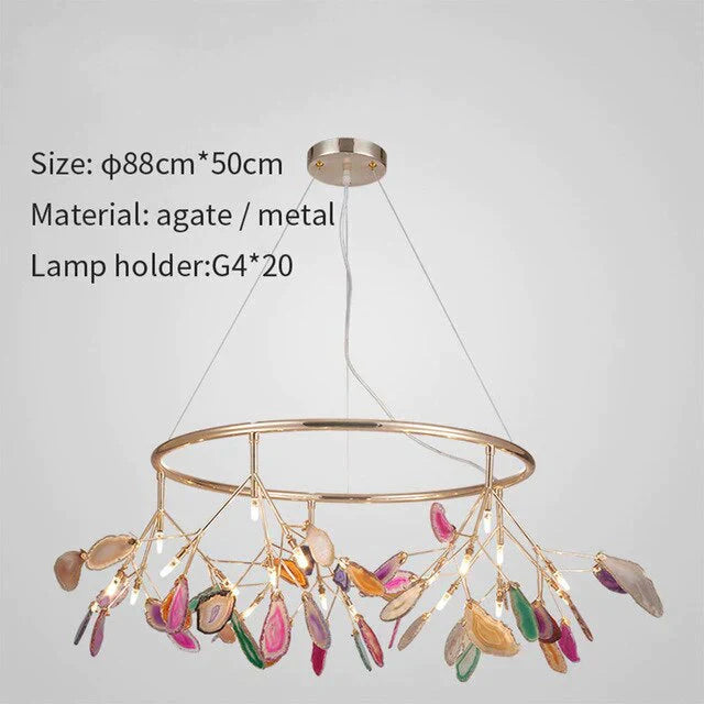 Creative Colorful Agate Firefly Chandelier G4 Luminaria Led Lustre Lighting Lamparas For Dining