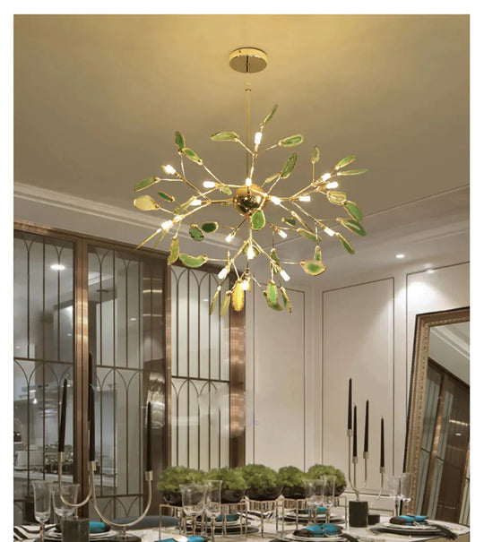 Creative Colorful Agate Firefly Chandelier G4 Luminaria Led Lustre Lighting Lamparas For Dining