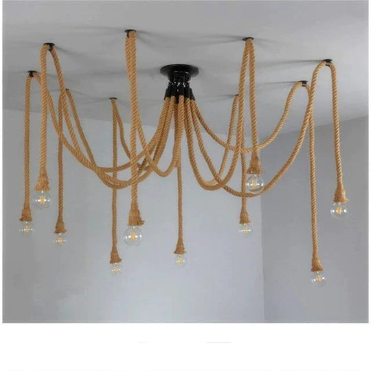 Loft Hemp Rope Pendant Lights Vintage Retro Industrial Hanging Lamp For Living Room Kitchen Home