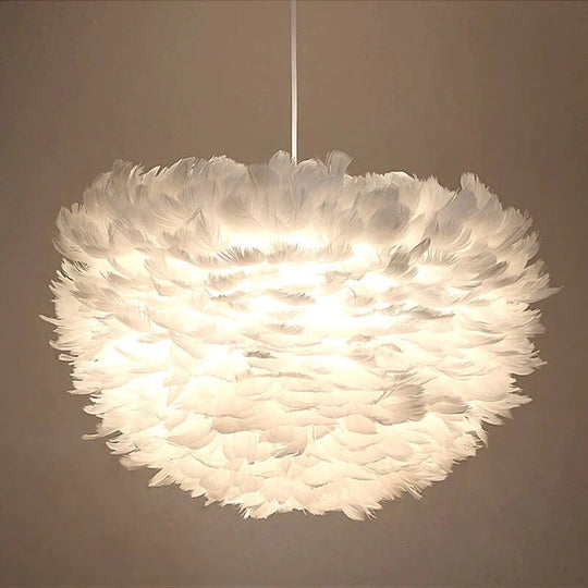 Modern Feather Pendant Lights White Nature Goose Romantic E27 Led Lamps For Home Lighting