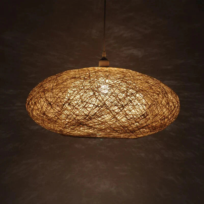 Modern Pendant Lamps Rattan Light Weaving Round Nordic Hanging Lamp Fixture Luminaire Art Lighting