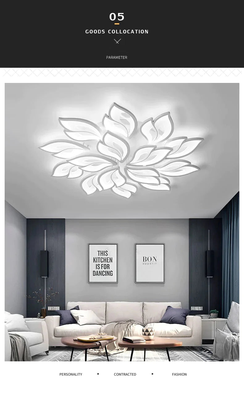 New Leds Chandelier Modern Flowers For Living Room Bedroom Remote Control/App Support Home Design