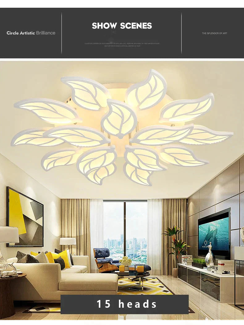 New Style Led Ceiling Light Leaf - Shape For Living Room Study Bedroom Home Decoration Lamp