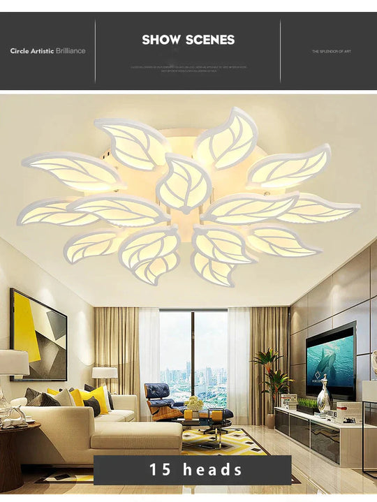 New Style Led Ceiling Light Leaf - Shape For Living Room Study Bedroom Home Decoration Lamp