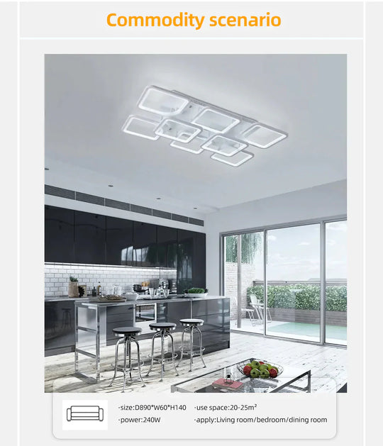 Modern Led Ceiling Lights Dimmable Lamp With App Remote Control For Living Room Bedroom Home