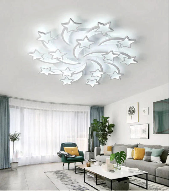 Iralan Modern Led Chandelier Art Deco Room Indoor Lamp White Star For Living Dining Bedroom Kid’s