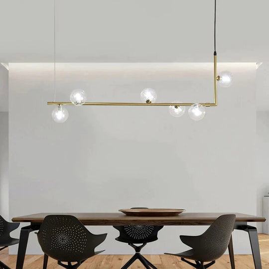 Gold Black Nordic Pendant Light Clear Glass Lampshade Hanging Lamp Dining Room Cafe Bar Led Lights
