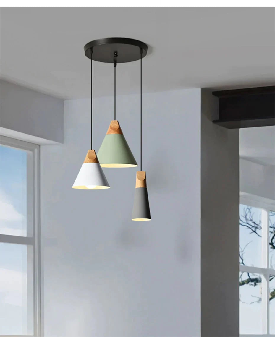 Led Pendant Lights Aluminum Wood Lamps E27 Modern Hang Lamp Kitchen Restaurant Bar Bedroom Living